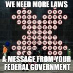 zero theorem sign | WE NEED MORE LAWS; A MESSAGE FROM YOUR FEDERAL GOVERNMENT | image tagged in zero theorem sign | made w/ Imgflip meme maker