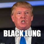 Black lung.  | BLACK LUNG | image tagged in trump,donald trump,clean coal,coal,black lung | made w/ Imgflip meme maker