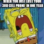 When You Just Lost Your Cell Phone.... | WHEN YOU JUST LOST YOUR 3RD CELL PHONE
 IN ONE YEAR | image tagged in when you just lost your cell phone | made w/ Imgflip meme maker