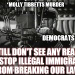 Up periscope | MOLLY TIBBETTS MURDER; DEMOCRATS; I STILL DON'T SEE ANY REASON TO STOP ILLEGAL IMMIGRANTS FROM BREAKING OUR LAWS | image tagged in up periscope | made w/ Imgflip meme maker