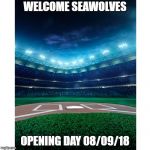 Baseball competitor | WELCOME SEAWOLVES; OPENING DAY 08/09/18 | image tagged in baseball competitor | made w/ Imgflip meme maker