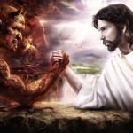 Jesus Satan Armwrestle meme