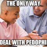 counseling education | THE ONLY WAY; TO DEAL WITH PEDOPHILES | image tagged in counseling education,pedophile,pedophiles,counseling,help,rehab | made w/ Imgflip meme maker