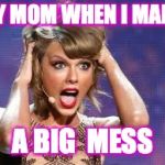 Taylor Swift Florida State | MY MOM WHEN I MAKE; A BIG  MESS | image tagged in taylor swift florida state | made w/ Imgflip meme maker