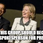 Obama and Clintons | poll time; WHO IN THIS GROUP SHOULD BECOME THE WORLDWIDE SPOKESPERSON FOR PREPARATION H ? | image tagged in obama and clintons | made w/ Imgflip meme maker