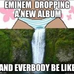 wet panties | EMINEM  DROPPING A NEW ALBUM; AND EVERBODY BE LIKE | image tagged in wet panties | made w/ Imgflip meme maker