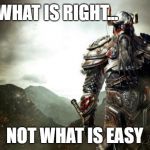 Warrior revenge | DO WHAT IS RIGHT... NOT WHAT IS EASY | image tagged in warrior revenge | made w/ Imgflip meme maker