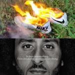 Kaepernick burning Nike shoes