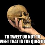 Hamlet | TO TWEET OR NOT TO TWEET THAT IS THE QUESTION | image tagged in hamlet | made w/ Imgflip meme maker