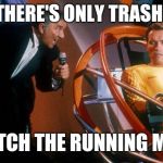 Running Man richard and arnold | WHEN THERE'S ONLY TRASH ON T.V. WATCH THE RUNNING MAN! | image tagged in running man richard and arnold | made w/ Imgflip meme maker