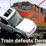 Trump vs. obama | Trump Train defeats Democrats. | image tagged in trump vs obama | made w/ Imgflip meme maker