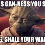 Yoda | IF IT IS CAN-NESS YOU SEEK... LONG, SHALL YOUR WAIT BE | image tagged in yoda | made w/ Imgflip meme maker