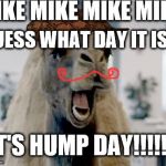 Geico camel hump day | MIKE MIKE MIKE MIKE; GUESS WHAT DAY IT IS... IT'S HUMP DAY!!!!!! | image tagged in geico camel hump day,scumbag | made w/ Imgflip meme maker