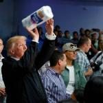 Trump tossing paper towels