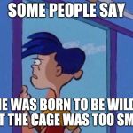 Rolf meme | SOME PEOPLE SAY; HE WAS BORN TO BE WILD, BUT THE CAGE WAS TOO SMALL | image tagged in rolf meme,ed edd n eddy,ed edd n eddy rolf,memes | made w/ Imgflip meme maker