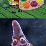 Uh oh, Patrick has the infinity patties. | WHO ORDERED INFINITY PATTIES? ME! | image tagged in spongebob infinity war,spongebob,infinity war,memes | made w/ Imgflip meme maker