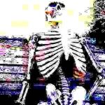 Deep fried sitting | WHEN YOU SITTING | image tagged in deep fried skeleton,waiting skeleton,deep fried,when you | made w/ Imgflip meme maker