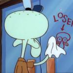 Squidward cleaning loser meme