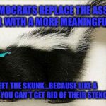 Cool Skunk | DEMOCRATS REPLACE THE ASS SYMBOL WITH A MORE MEANINGFUL ONE; MEET THE SKUNK...BECAUSE LIKE A SKUNK YOU CAN'T GET RID OF THEIR STENCH | image tagged in cool skunk | made w/ Imgflip meme maker