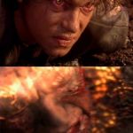 Anakin Skywalker Burning | I'M ABOUT TO GET LIT; REEEEEEEE | image tagged in anakin skywalker burning | made w/ Imgflip meme maker