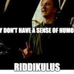 Lupin Riddikkulus | THEY DON'T HAVE A SENSE OF HUMOR? RIDDIKULUS | image tagged in lupin riddikkulus | made w/ Imgflip meme maker