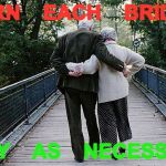Old Couple on Bridge | BURN    EACH    BRIDGE; ONLY    AS    NECESSARY | image tagged in old couple on bridge | made w/ Imgflip meme maker