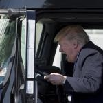 Trump driving truck meme