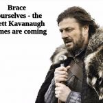 Winter is coming | Brace yourselves - the Brett Kavanaugh memes are coming | image tagged in winter is coming | made w/ Imgflip meme maker