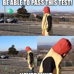 Sad Hotdog | I THINK I MIGHT I ACTUALLY BE ABLE TO PASS THIS TEST! NEVERMIND | image tagged in sad hotdog | made w/ Imgflip meme maker