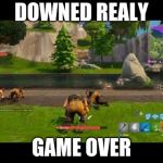 fortnite | DOWNED REALY; GAME OVER | image tagged in fortnite | made w/ Imgflip meme maker