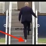 Toilet paper on Trump's shoe
