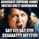 Sam kinison | ASSOCIATE SUPREME COURT JUSTICE BRETT KAVENAUGH. SAY IT!! SAY IT!!! SSSAAAYYY IIITTT!!!! | image tagged in sam kinison | made w/ Imgflip meme maker