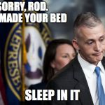 Trey Gowdy | SORRY, ROD. YOU MADE YOUR BED; SLEEP IN IT | image tagged in trey gowdy | made w/ Imgflip meme maker