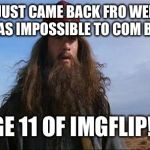 Forrest Gump Hobo | GUYS I JUST CAME BACK FRO WERE THEY SAID IT WAS IMPOSSIBLE TO COM BACK FROM; PAGE 11 OF IMGFLIP! XD | image tagged in forrest gump hobo | made w/ Imgflip meme maker