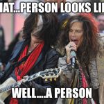 Now that we can’t assume gender anymore | THAT...PERSON LOOKS LIKE; WELL....A PERSON | image tagged in aerosmith | made w/ Imgflip meme maker