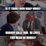 Jesus, Grandpa! | WHO KILLS THANOS? IS IT THOR? IRON MAN? WHO!? NOBODY KILLS HIM.  HE LIVES. YOU MEAN HE WINS!? JESUS, GRANDPA! WHAT ARE YOU READING ME THIS FOR!? | image tagged in jesus grandpa! | made w/ Imgflip meme maker