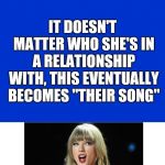 Jeopardy Celebrity Couples' Theme Song Blank Template | IT DOESN'T MATTER WHO SHE'S IN A RELATIONSHIP WITH, THIS EVENTUALLY BECOMES "THEIR SONG"; WHAT IS MIRANDA LAMBERT'S "CRAZY EX-GIRLFRIEND"? | image tagged in jeopardy celebrity couples' theme song blank,taylor swift,crazy,ex-girlfriend,memes | made w/ Imgflip meme maker