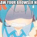 angry miku | MIKU SAW YOUR BROWSER HISTORY | image tagged in when someone calls japanese music anime | made w/ Imgflip meme maker