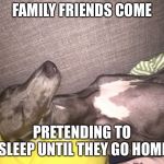 Stickdog | FAMILY FRIENDS COME; PRETENDING TO SLEEP UNTIL THEY GO HOME | image tagged in stickdog | made w/ Imgflip meme maker
