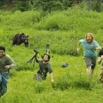 filmcrew running from bear