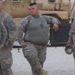 fat army soldier | TELLS HIS BUDDIES IRAN STORIES; THEY DONT BELIEVE HE EVER RAN | image tagged in fat army soldier | made w/ Imgflip meme maker