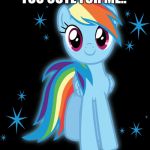 Rainbowdash My Little Pony Friendship is Magic | TOO CUTE FOR ME.. | image tagged in rainbowdash my little pony friendship is magic | made w/ Imgflip meme maker