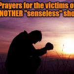 Thoughts and Prayers especially going out on behalf of the responding officer who was also killed | Prayers for the victims of YET ANOTHER "senseless" shooting | image tagged in pray,another mass shooting | made w/ Imgflip meme maker