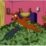 Simpsons Pets Rolling in Money meme