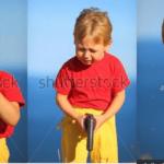 Kid crying with a gun