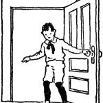 Boy answering door