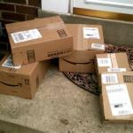 Amazon boxes on porch meme