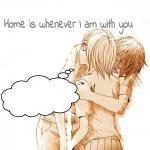 "Home is whenever I'm with you," w/empty thought bubble