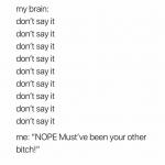 Don’t say it, Don’t say it