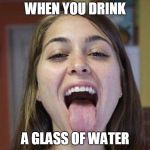 RILEY REID SWALLOW | WHEN YOU DRINK; A GLASS OF WATER | image tagged in riley reid swallow | made w/ Imgflip meme maker